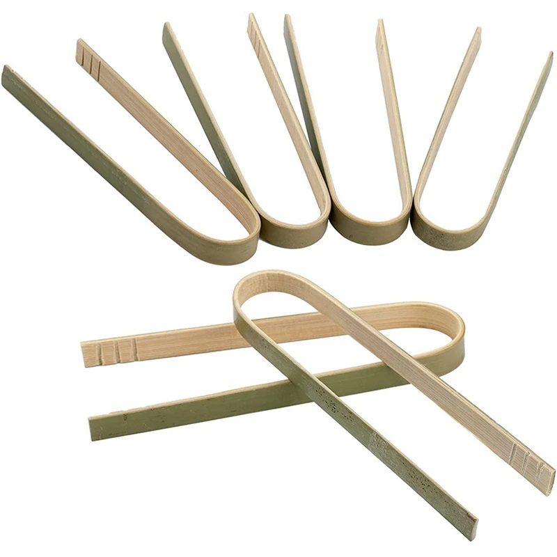 

600 Pack Mini Bamboo Tongs, 4 Inch Disposable Tongs, Eco-Friendly Mini Disposable Bamboo Utensils Toast Tongs