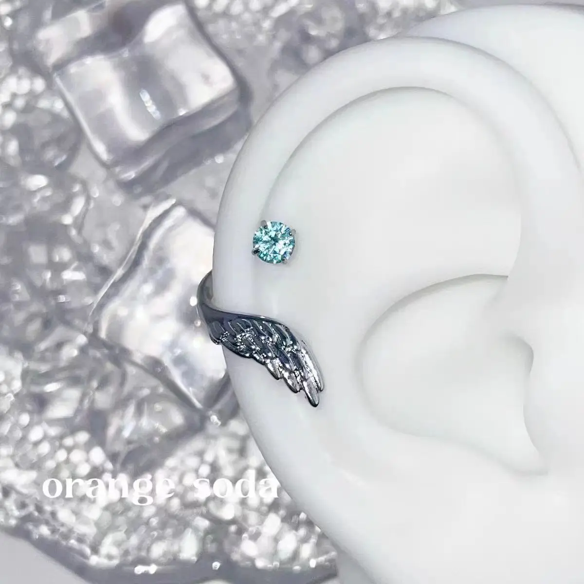 LATS 1pcs Silver Wing Ear Bone Nail for Women Zircon Earrings Accessories Jewelry