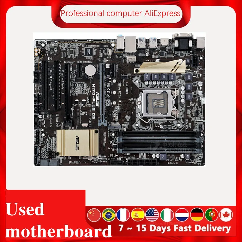 Для Asus H170-PLUS D3 оригинальная б/у настольная материнская плата H170M DDR3 LGA 1151 i7/i5/i3 USB3.0