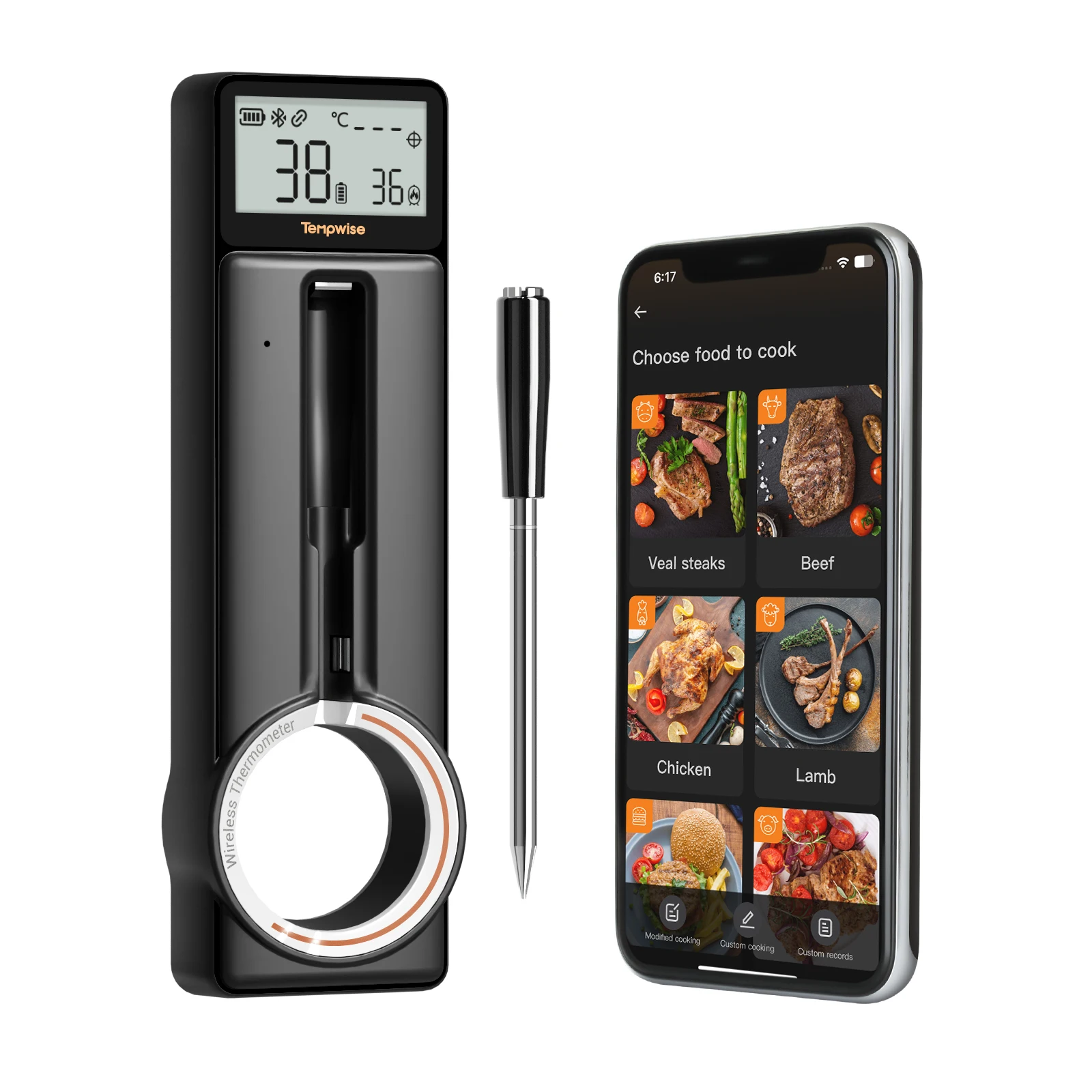 Meat Thermometer Bluetooth 5.4 BBQ Thermometer Food Thermometer