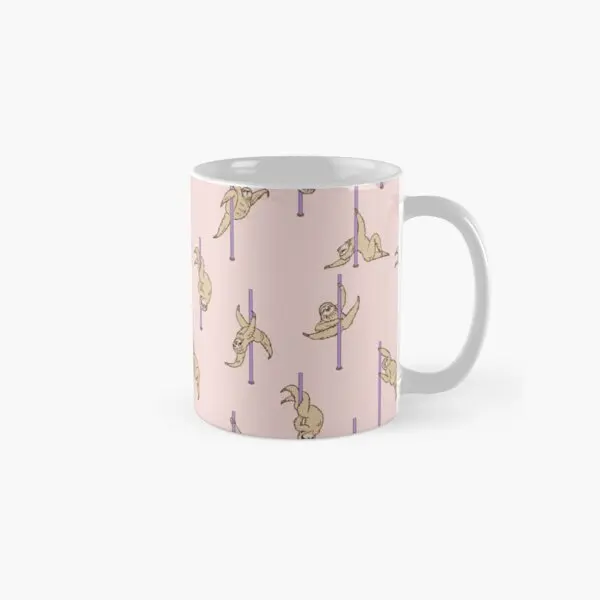 

Sloths Pole Dancing Club Classic Mug Tea Gifts Handle Round Coffee Image Drinkware Picture Simple Printed Design Photo Cup