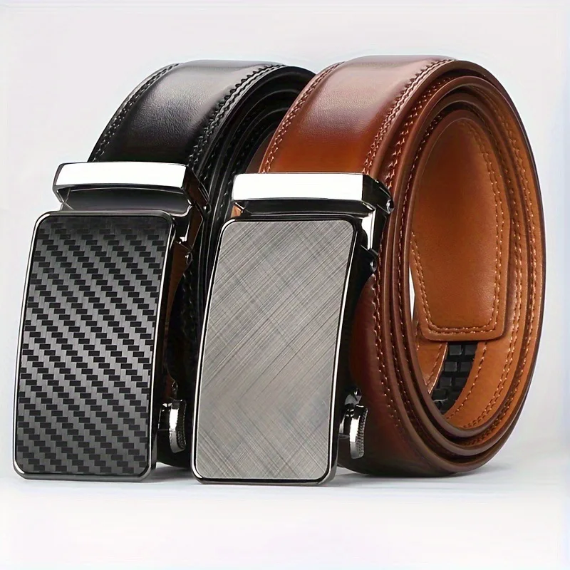 Genuine Leather Mens Automatic Buckle Belt
