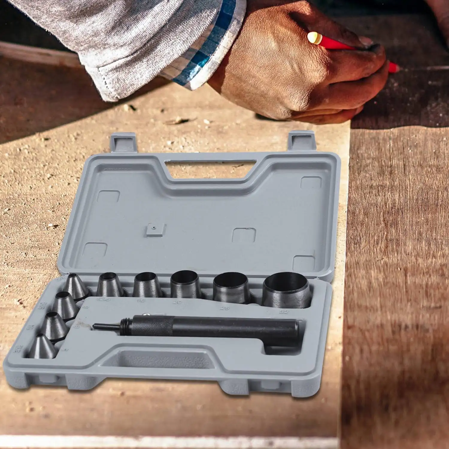 10Pcs Heavy Duty Hollow Punch Kit Set Gasket Leather Rubber Punching Diy Leathercraft Perforating Tools Herramientas Para Cuero
