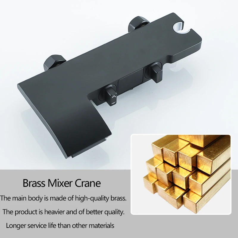OXG Brass Bathtub Faucet Bathroom Faucet Bath Faucet Shower Mixer Crane Digital Display Faucet for bathroom Waterfall Spout 4