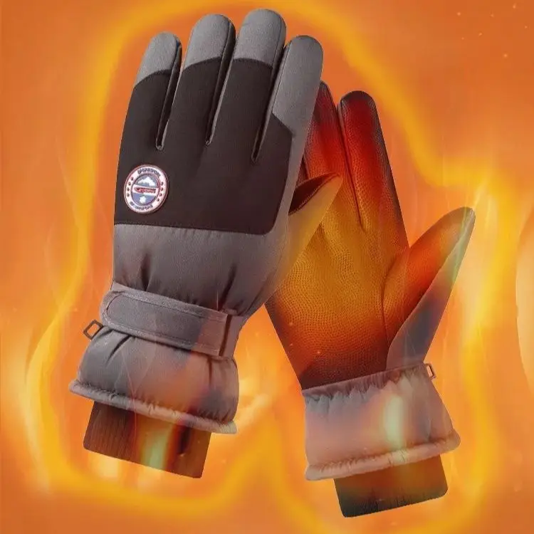 Ski Gloves Warm Cold Winter Thickened Padded Men Women Outdoor Windproof Splashproof Cycling Bicycle Anti-slip Touch Screen 2