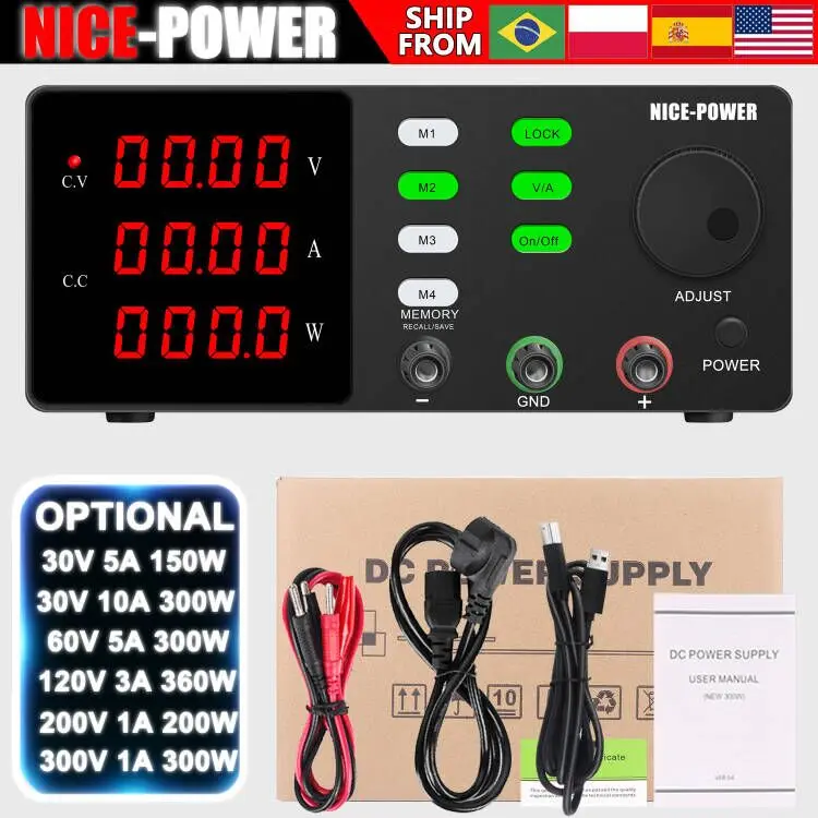 NICE-POWER RS232 Programmable LAB Power Supply 200V 300V DC Adjustable Laboratory Maintenance Workbench 30V 10A Edit Stored Data — view 6
