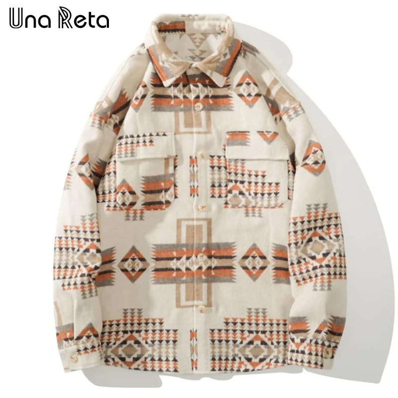 

Una Reta Jacket Men Streetwear Hip Hop Unique Print Coat Men's Clothing Harajuku Single Breasted Loose Autumn New Jacket
