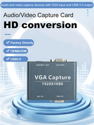 VGA to USB Capture Converter USB 3.0 HD Audio and Video Capture Device Driver Free Support Plug and Play Game Live Streaming Box