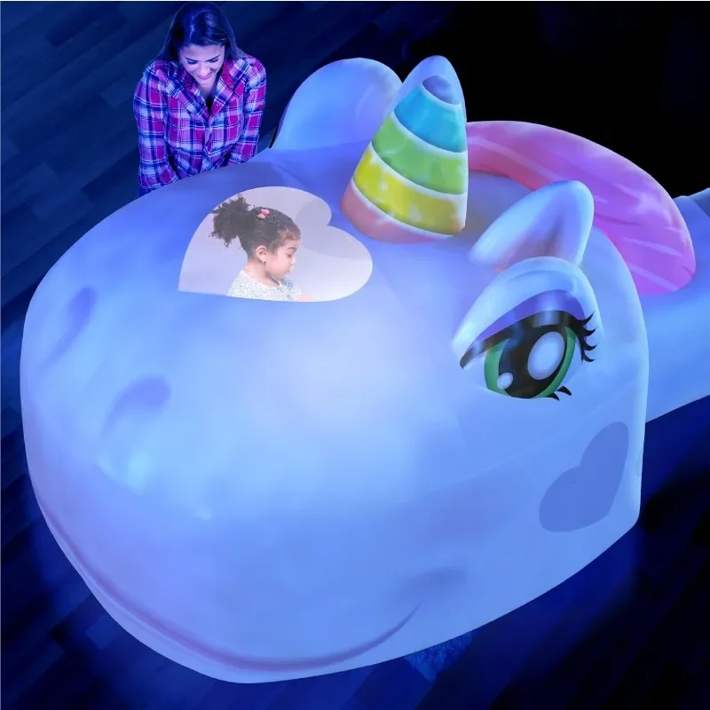 Game House Children Inflatable Toy Unicorn Dinosaur Bouncy Castle Quick Open Foldable House Tent Toys for Kids No Include Fan
