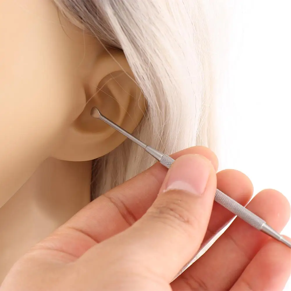 Double-Ended Aço Inoxidável Ear Pick Spoon, Ear Wax Removal Cleaner, Ear Care Tool Kit, Multifuncional, Portátil