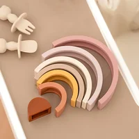 7pcs/set Baby Silicone Building Blocks BPA-Free Rainbow Stacker Nesting Puzzle Stacking Toys Toddlers Learning Montessori Toys 2