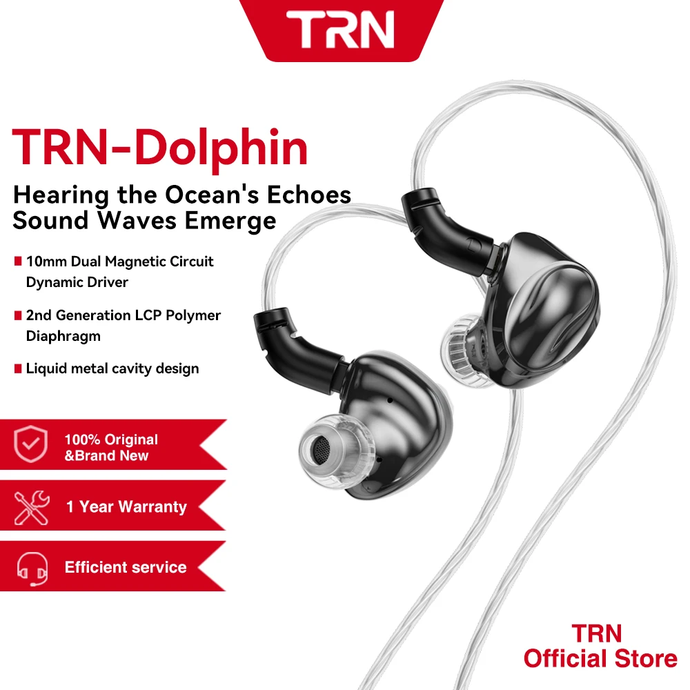 سماعات أذن معدنية TRN Dolphin 1DD، سماعات سلكية داخل الأذن للرياضة والألعاب والموسيقى، صوت رائع للهواتف المحمولة وأجهزة الكمبيوتر