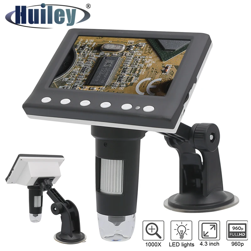 

4.3" LCD USB Digital Microscope 1000X Industrial Electronic Microscope 8 LED Light for PCB Inspection Antique Coin Detection