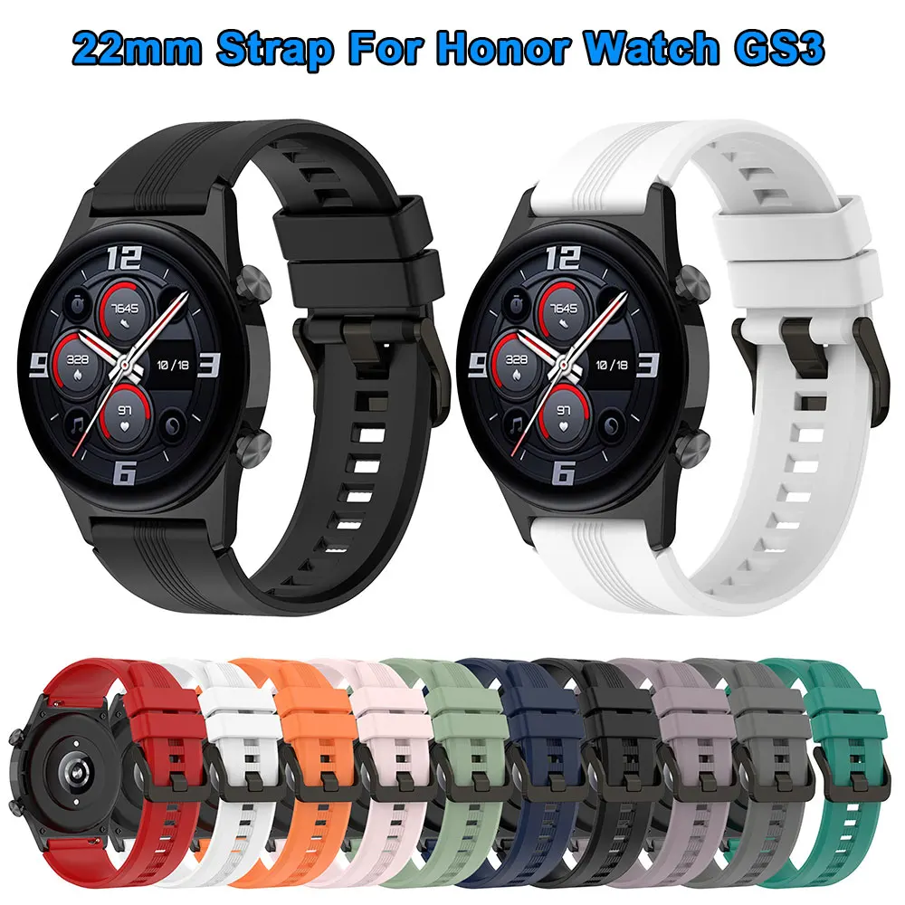 

22mm Strap For Honor Watch GS3 Huawei GT2 GT3 46mm For Xiaomi Mi Watch S1 Color2 Silicone Watchband Smartwatch Bracelet