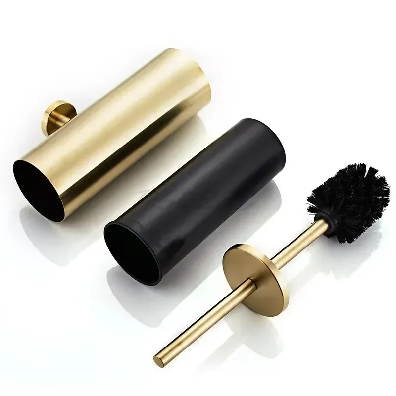Household Portable Stainless Steel Toilet Brush Holder Brushed Gold Wall Hanging Wall Enclosed Toilet Brush