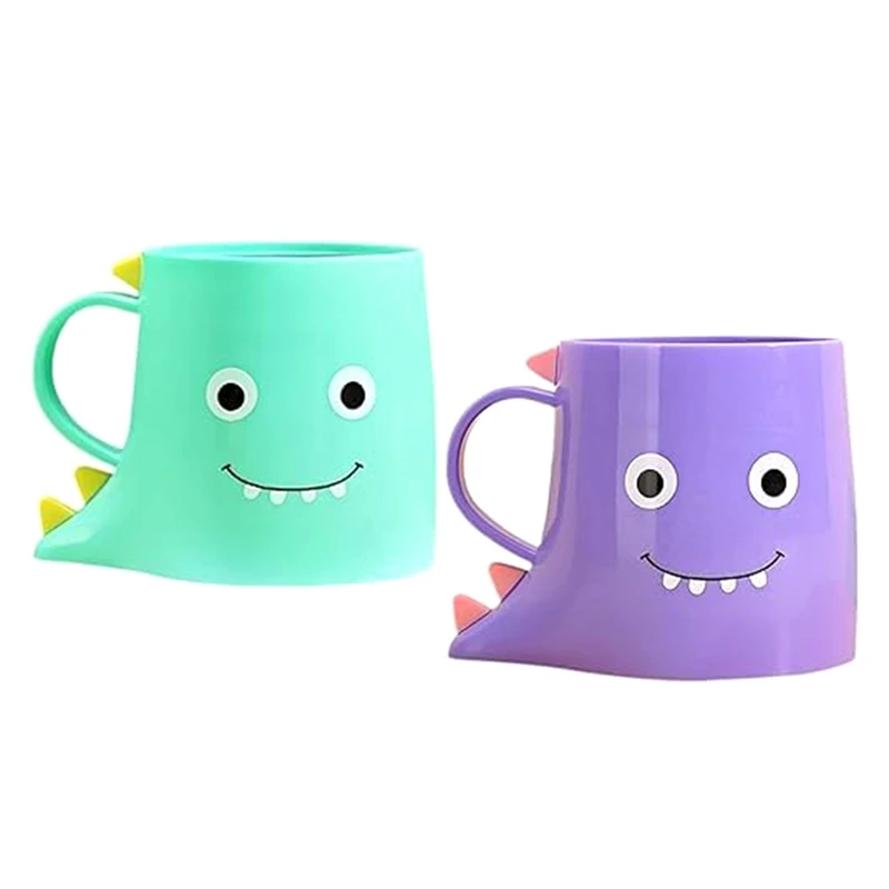 2PCS PP Mouthwash Holder Cute Dinosaur Mouthwash Cups Bathroom Toothbrush Cup Durable Bathroom Toothbrush Cup A