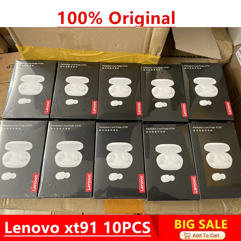 

Оригинальные беспроводные наушники Lenovo XT91, 10 шт., сенсорное управление, Bluetooth наушники, стерео, HD разговор, с микрофоном, беспроводные наушники