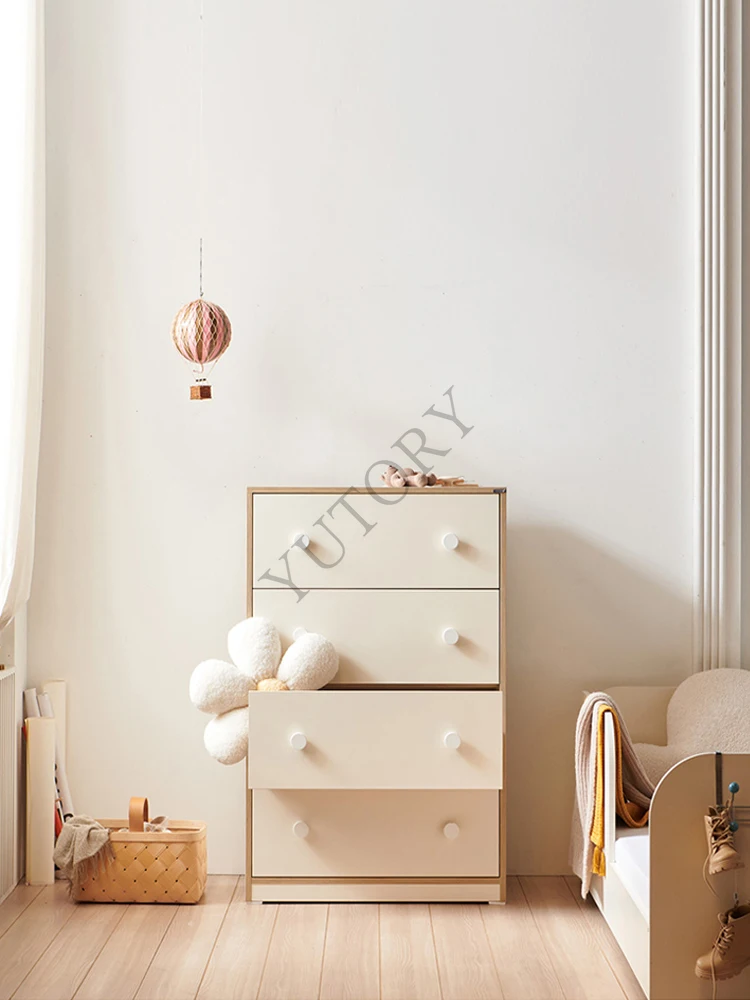 Solid wood children's wardrobe, baby storage milk drawer, storage hopper cabinet, baby wardrobe