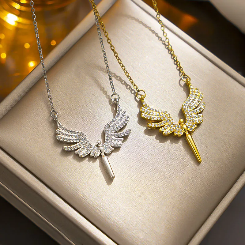 ネックレス・ペンダント wing bling 14k Fleet Basic Necklace 14K Two Tone Gold Angel Wing Pendant