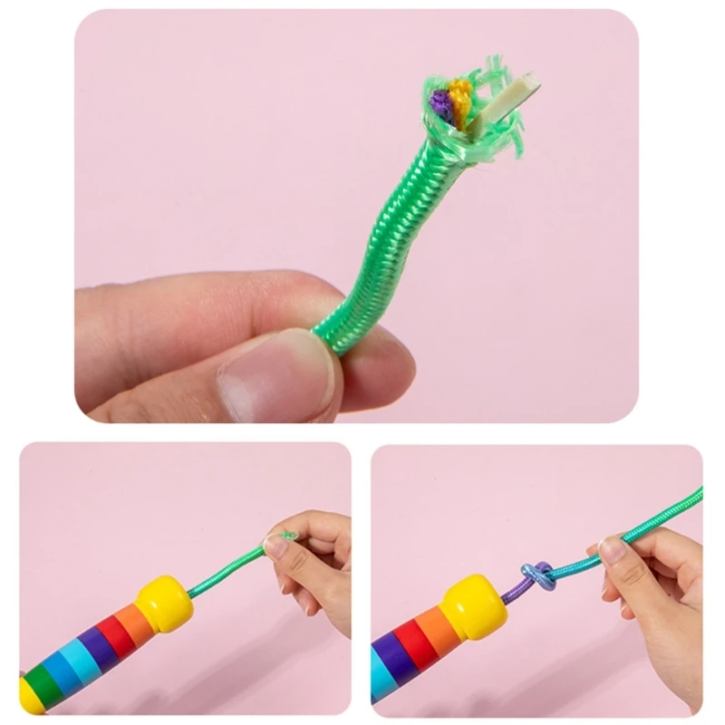 Comba Niños Adultos Mango Madera Cuerda Para Saltar 5 Metros - Algodón Colorido, Mangos De Madera, Para Niños Y Adultos Comba Ejercicio Cardiovascular