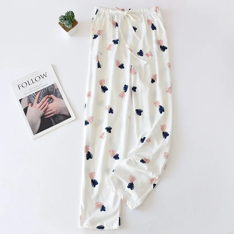 2024 New Soft Pajamas Pants Cotton Sleep Bottoms Women Printed Style Spring Summer Cotton Home Pants Loose Large Size Trousers