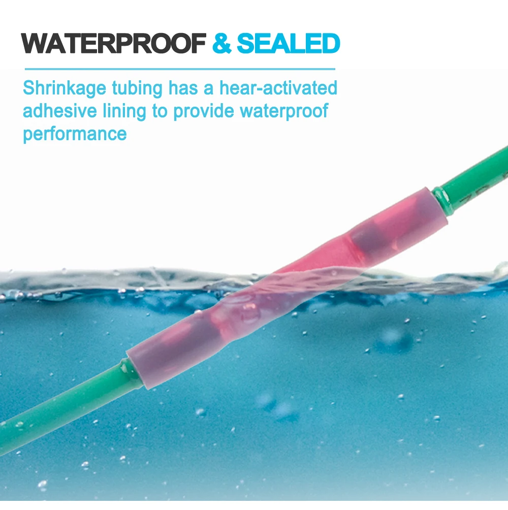 50 Stück Schrumpfstoß-Drahtverbinder, wasserdicht, isoliert, für Kraftfahrzeuge, elektrische Kabel-Crimpklemmen, AWG 26–10, 0,3–6,0 mm2 – Detail 1
