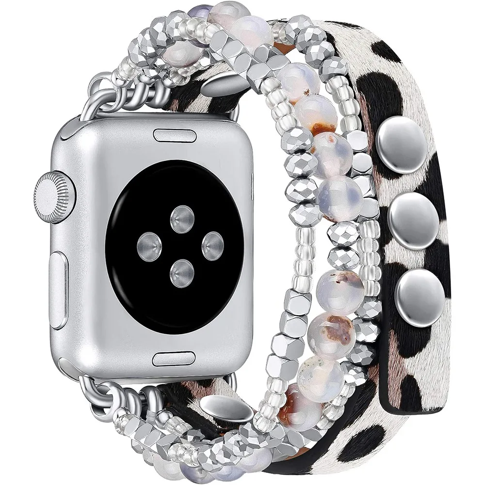 

Ремешок кожаный и ювелирный для Apple Watch Ultra, браслет для iWatch 6 5 4 3 SE 44 мм 40 мм 42 мм 38 мм, 49 мм 8 7 45 мм 41 мм