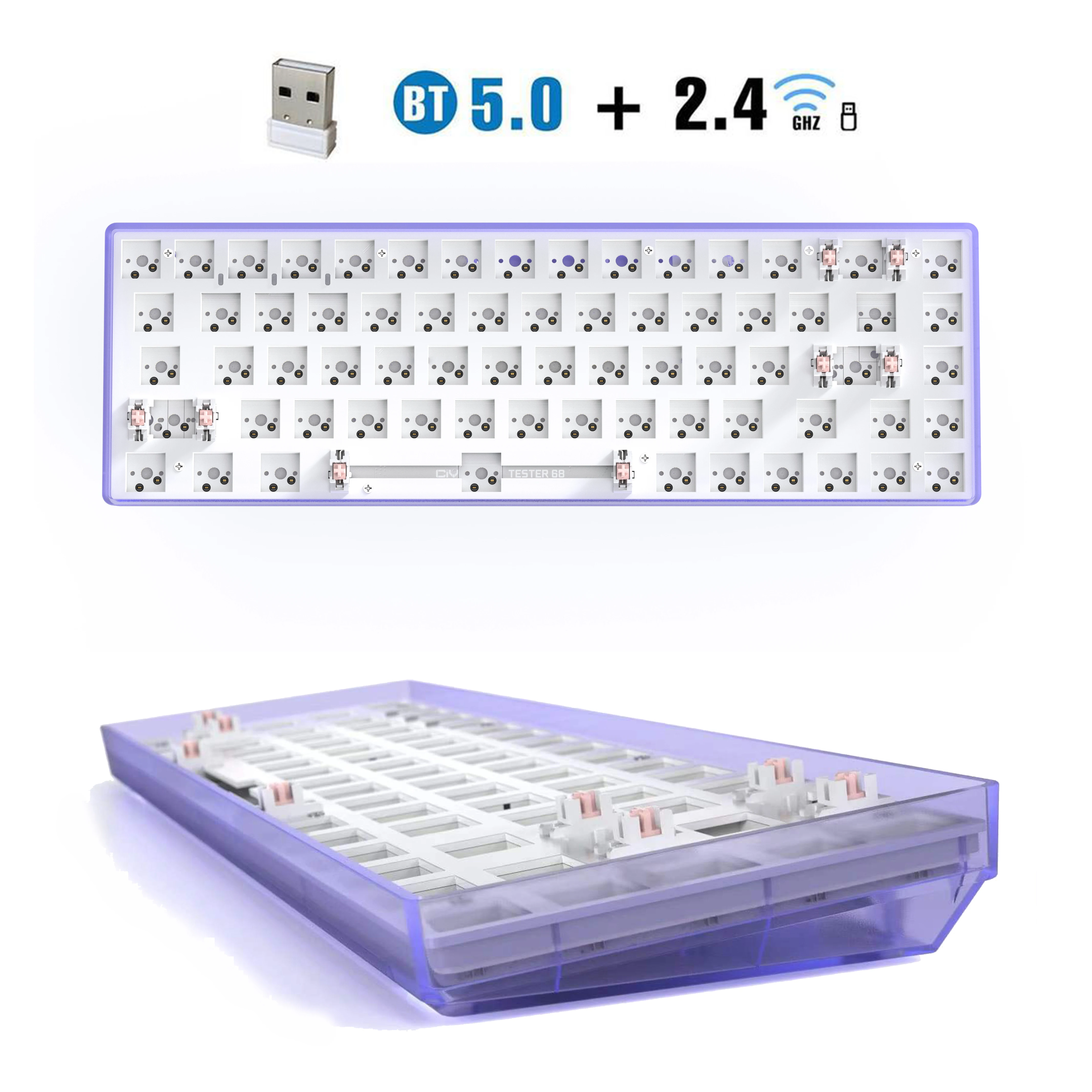 TESTER68 DIY Hot Swap Mechanical Keyboard Kit Wireless Bluetooth 2.4G 2 Mode  Gamer 60% Keyboard For 3Pin/5Pin Switch cheap computer keyboard Keyboards