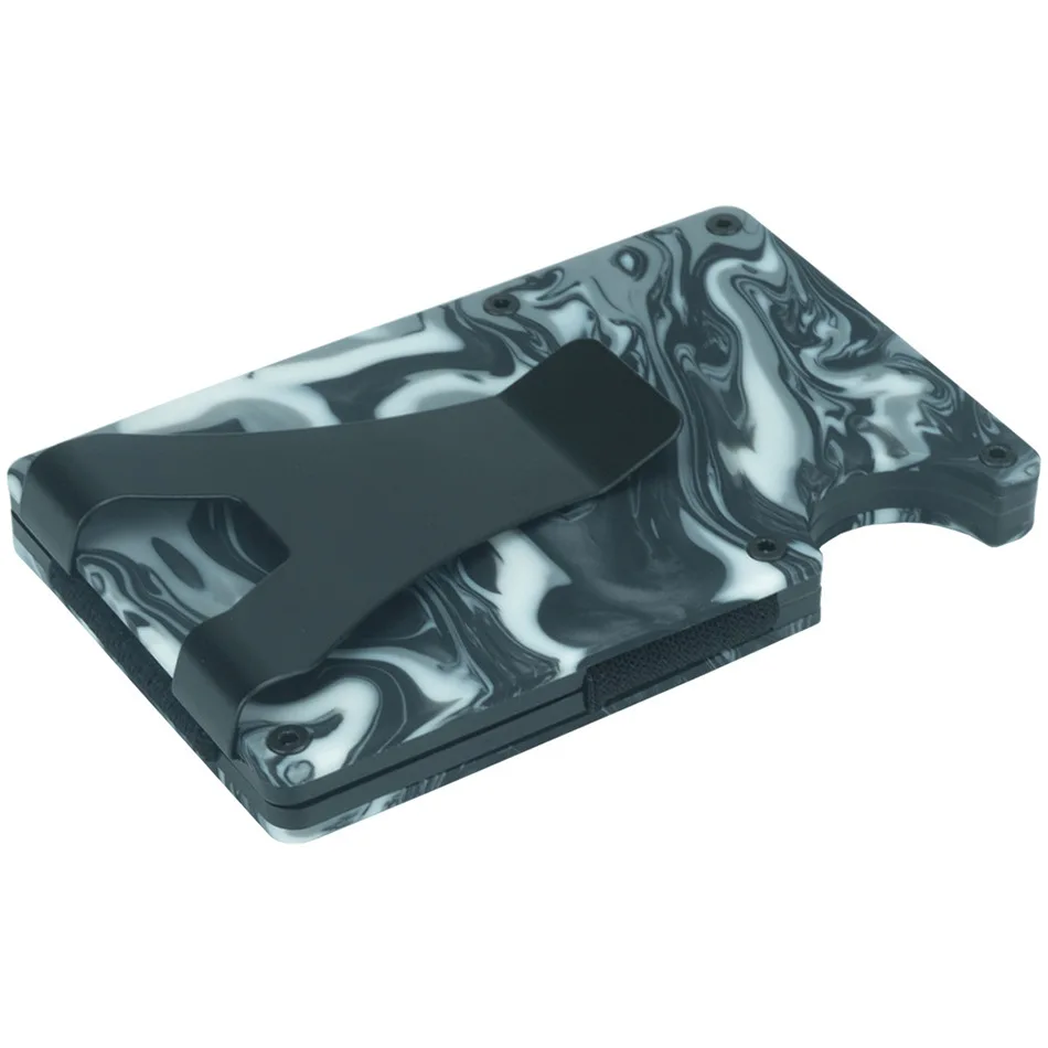Credit Card Holder RFID Blocking Aluminum Business Thin Lettering Wallet Resin Style Moeny Clip For Man Luxury VIP