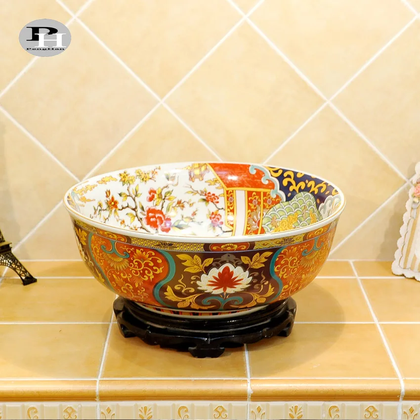 

Chinese Traditional Luxury Ceramic Bathroom Sinks for Home and Hotel