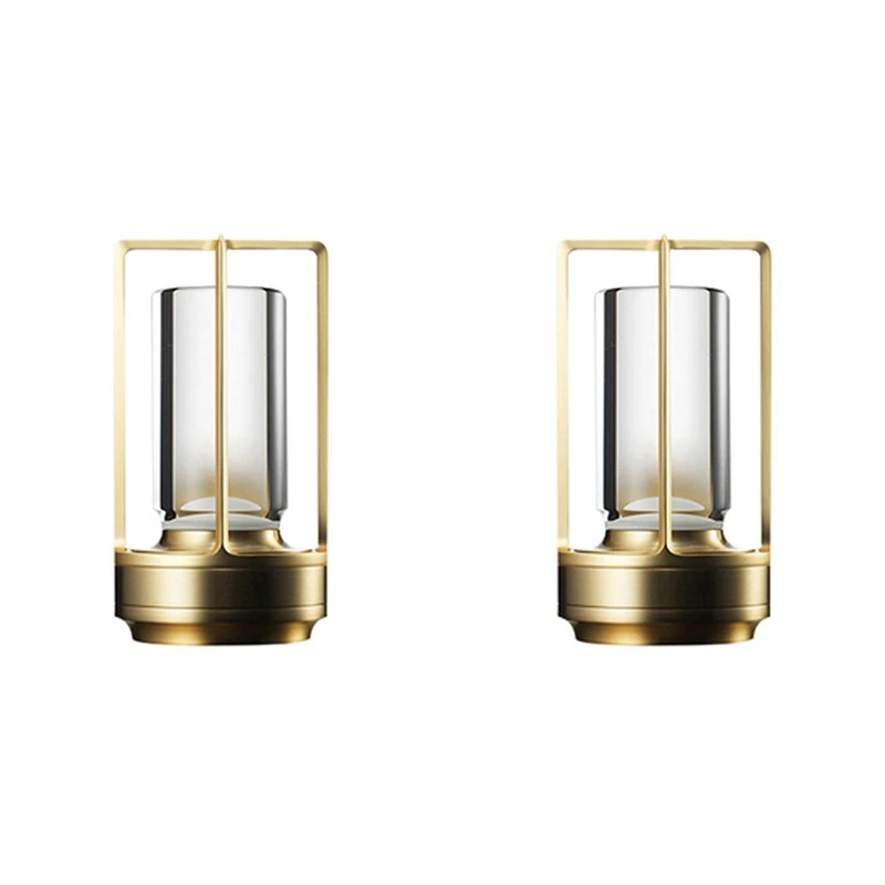 

HOT! 2X Rechargeable Crystal Lamp Bedside Table Bedroom LED Touch Table Lamp Restaurant Decoration Atmosphere Gold