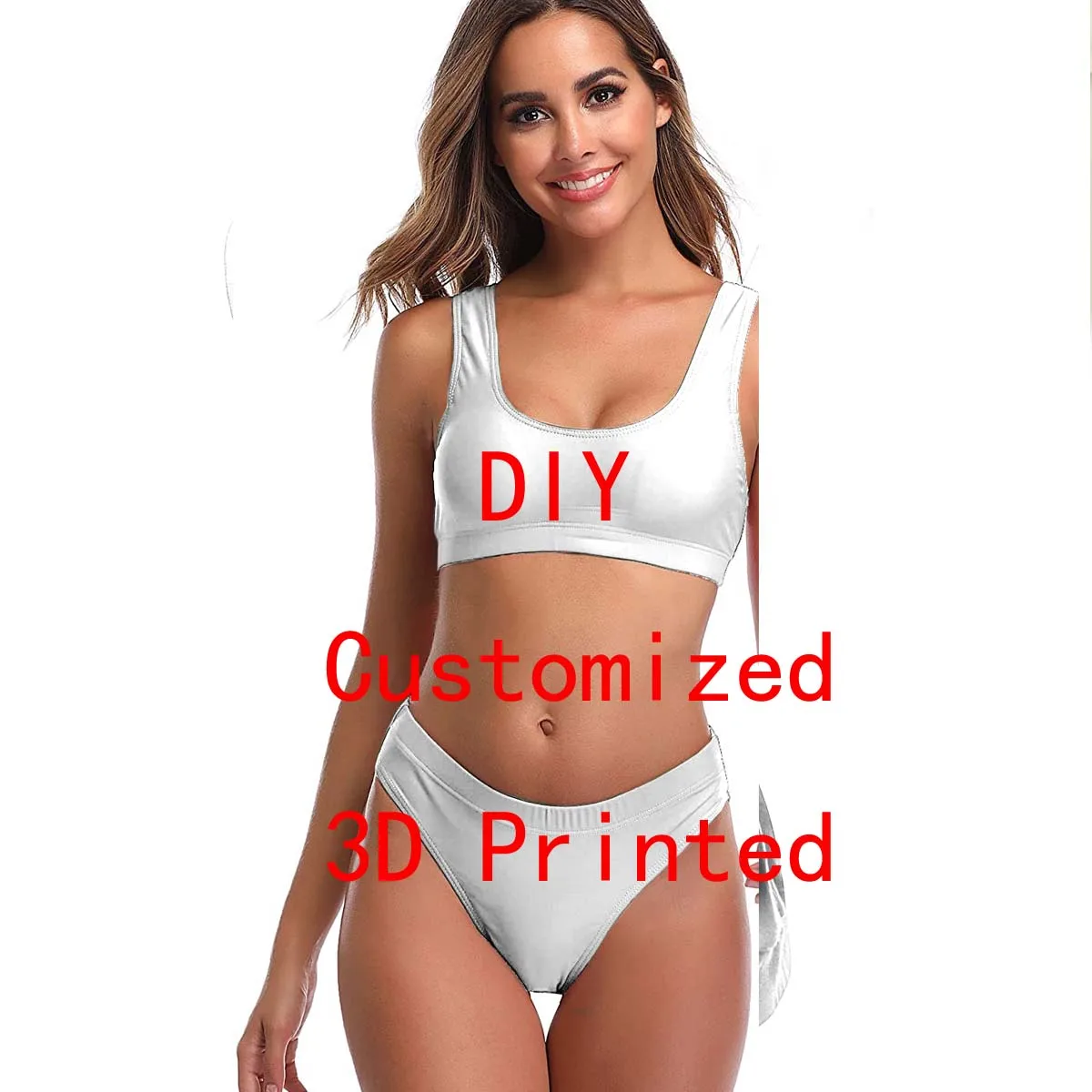 Drop Shipping VIP Link Tops DIY Girl High-Waisted Bikini Premium 3D Printed Uniqe Beach Summer Swimmwear