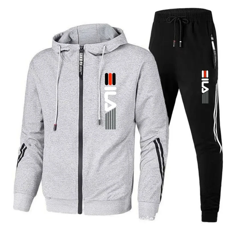 

Sudadera con capucha y pantalones para hombre, suéter de algodón, ropa deportiva, chándales de otoño e invierno, 2024