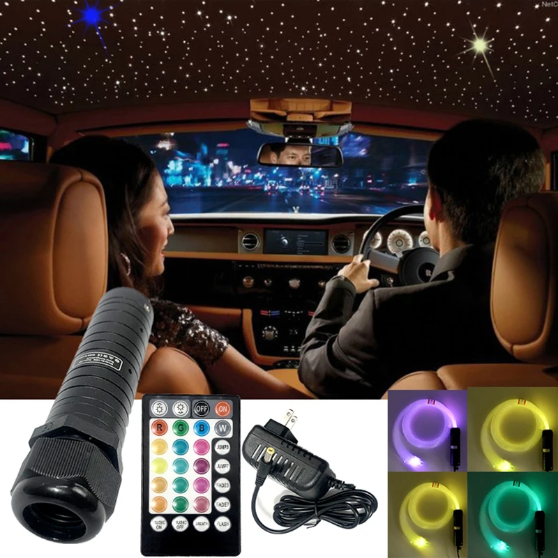 fiber lamp DC12V 6W RGB Car Roof Star Lights LED Fiber Optic star ceiling Light kits Optical fiber with RF control Mobile app