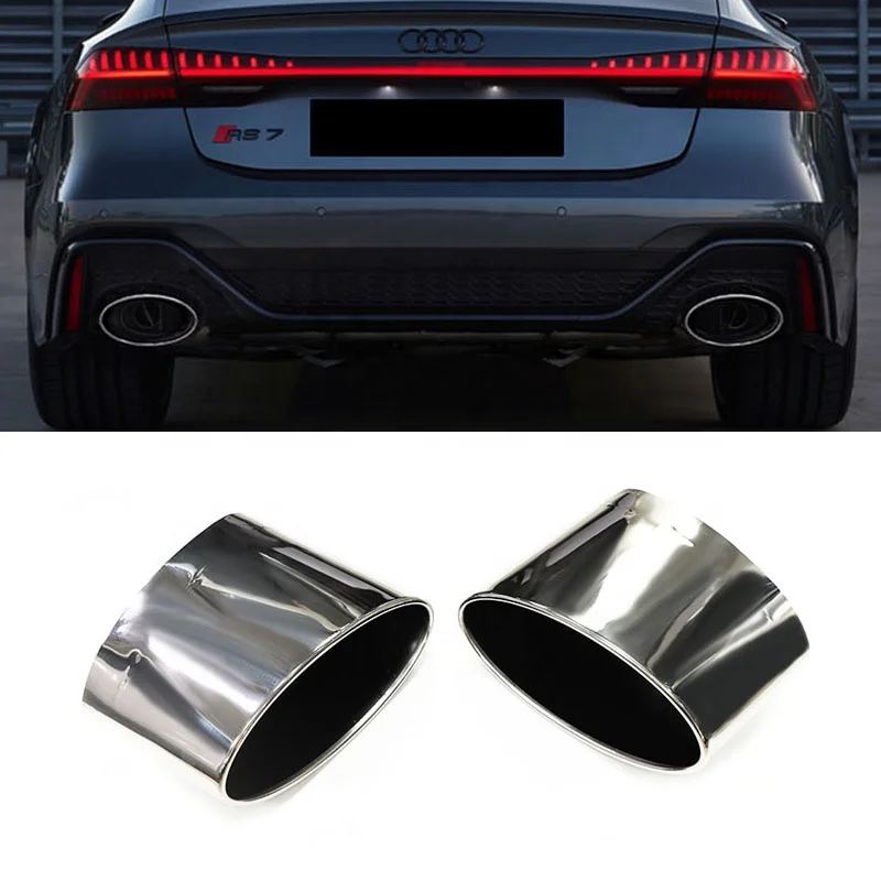 

Silver stainless steel A6 muffler tip RS6 exhaust pipe for Audi RS7 C8 A7 exhaust tip