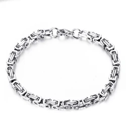 Gold - Toned Stainless Steel Link Bracelet - Modern Unisex Hip Hop Jewelry - 21cm (Silver Color)