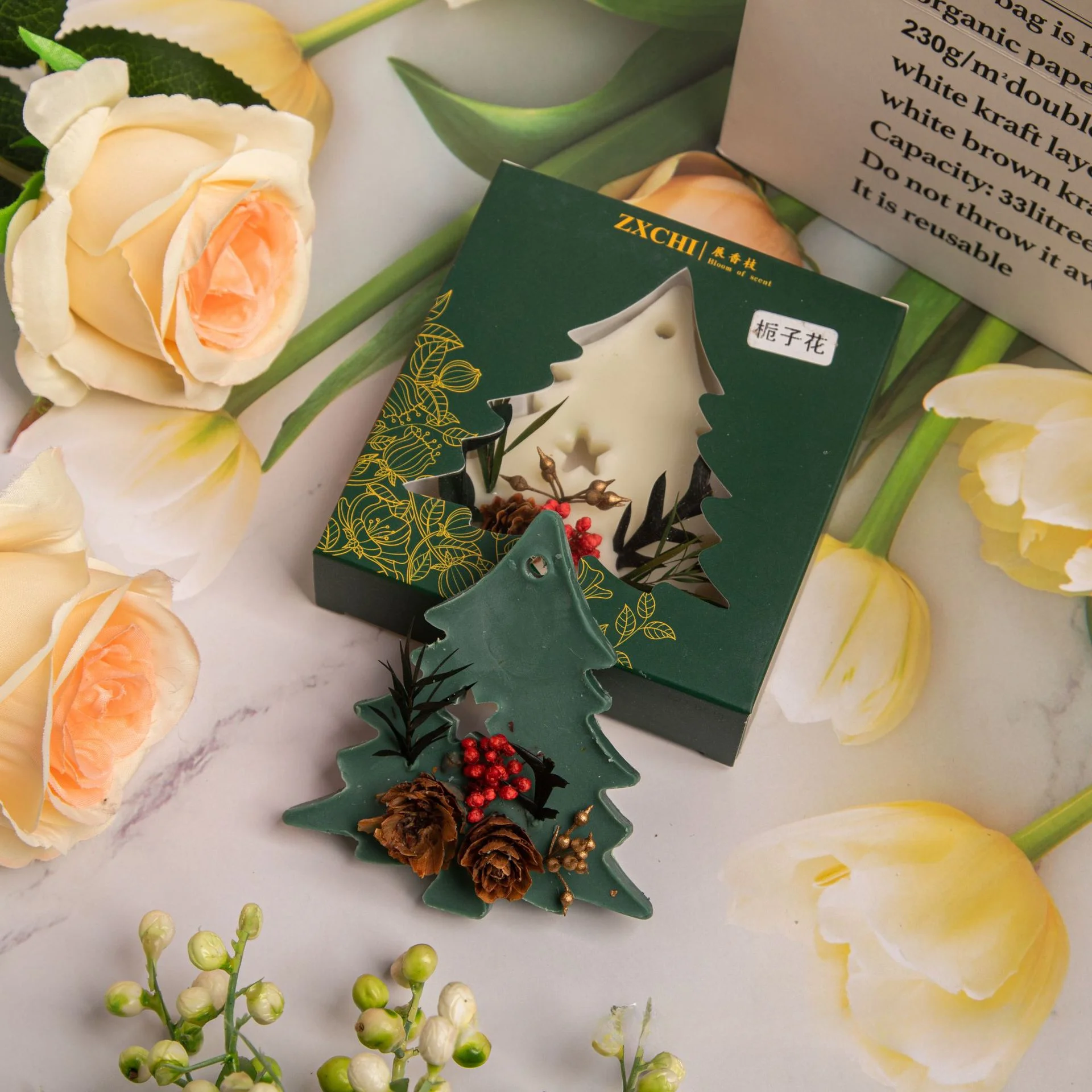 Christmas Tree Plant Aromatherapy Wax Tablet Gift Box Card Home Wardrobe Deodorization Fragrant Solid Gift