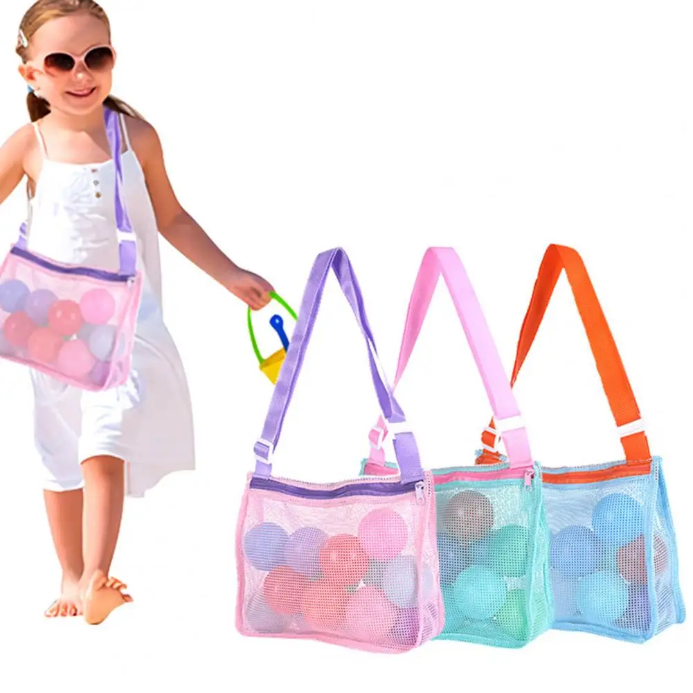 

Beach Storage Bag Beach Children Toy Storage Mesh Bag Set with Adjustable Strap Capacity Seashell Sunglasses Snack for Easy