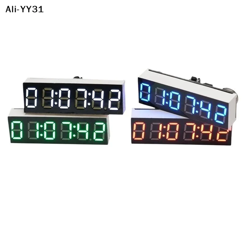6-Digit LED Digital Clock with Second Display and Power-Off Memory, 12/24-Hour Format, DIY Kit, DC Powered