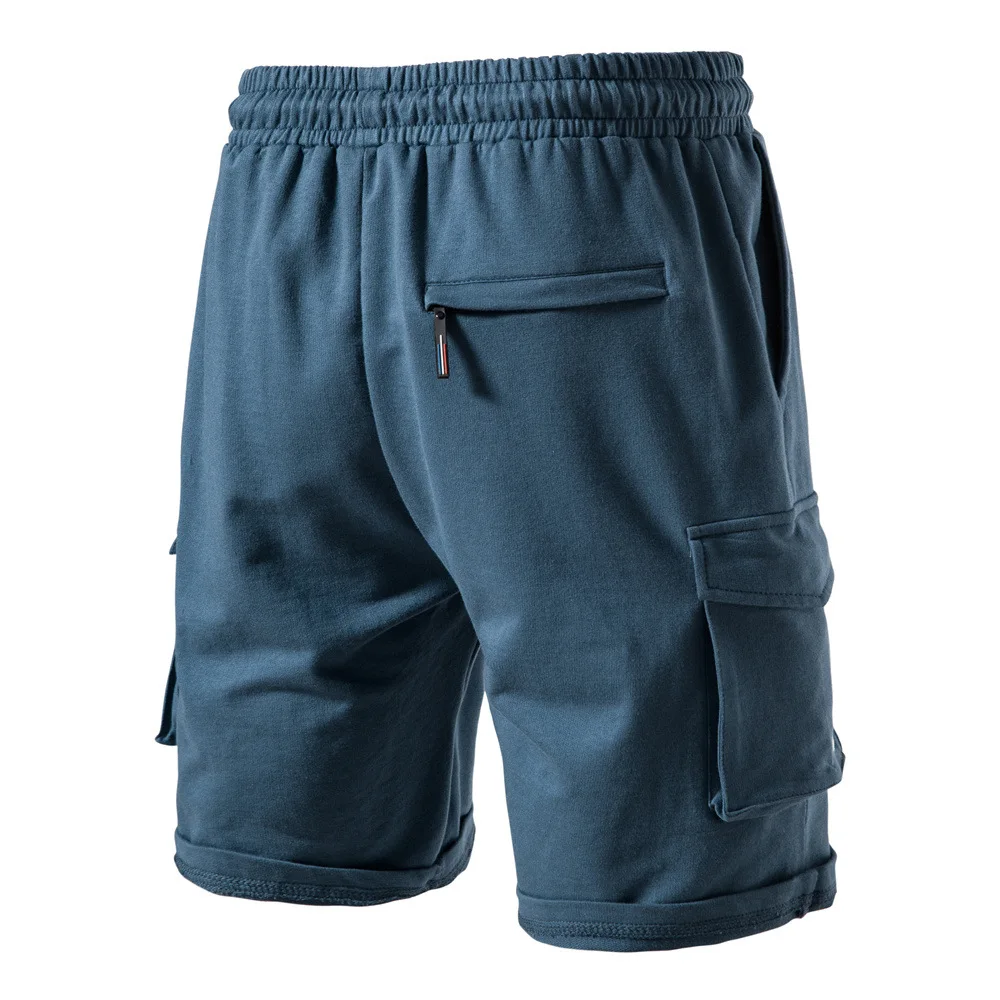 Men's Pocket Shorts 100% Cotton Casual Sports Shorts Men's Elastic Waist High Quality Sports Shorts Summer Fashion Men's Shorts