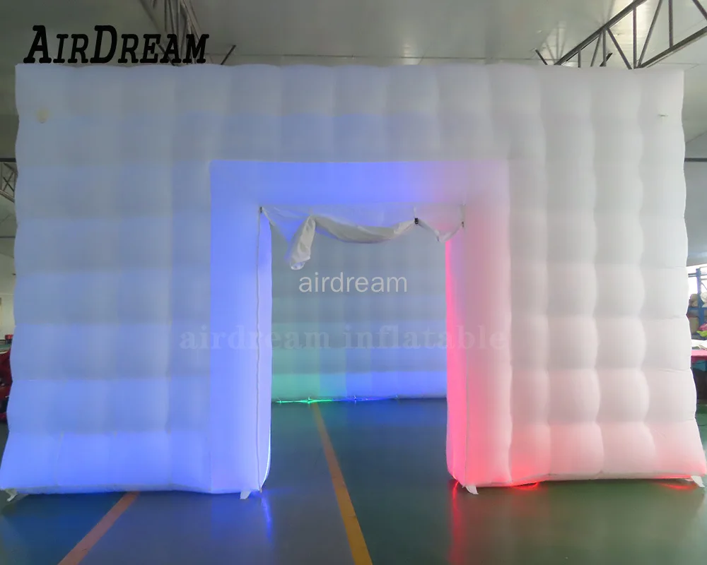 Factory Outlet Large LED Light White Inflatable Square Cube inflatable Cube Tent For Carnival Large Event/Night Club Decoration