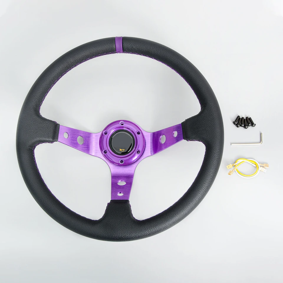 Jdm-ユニバーサルPVCレザーステアリングホイール,レーシングカー