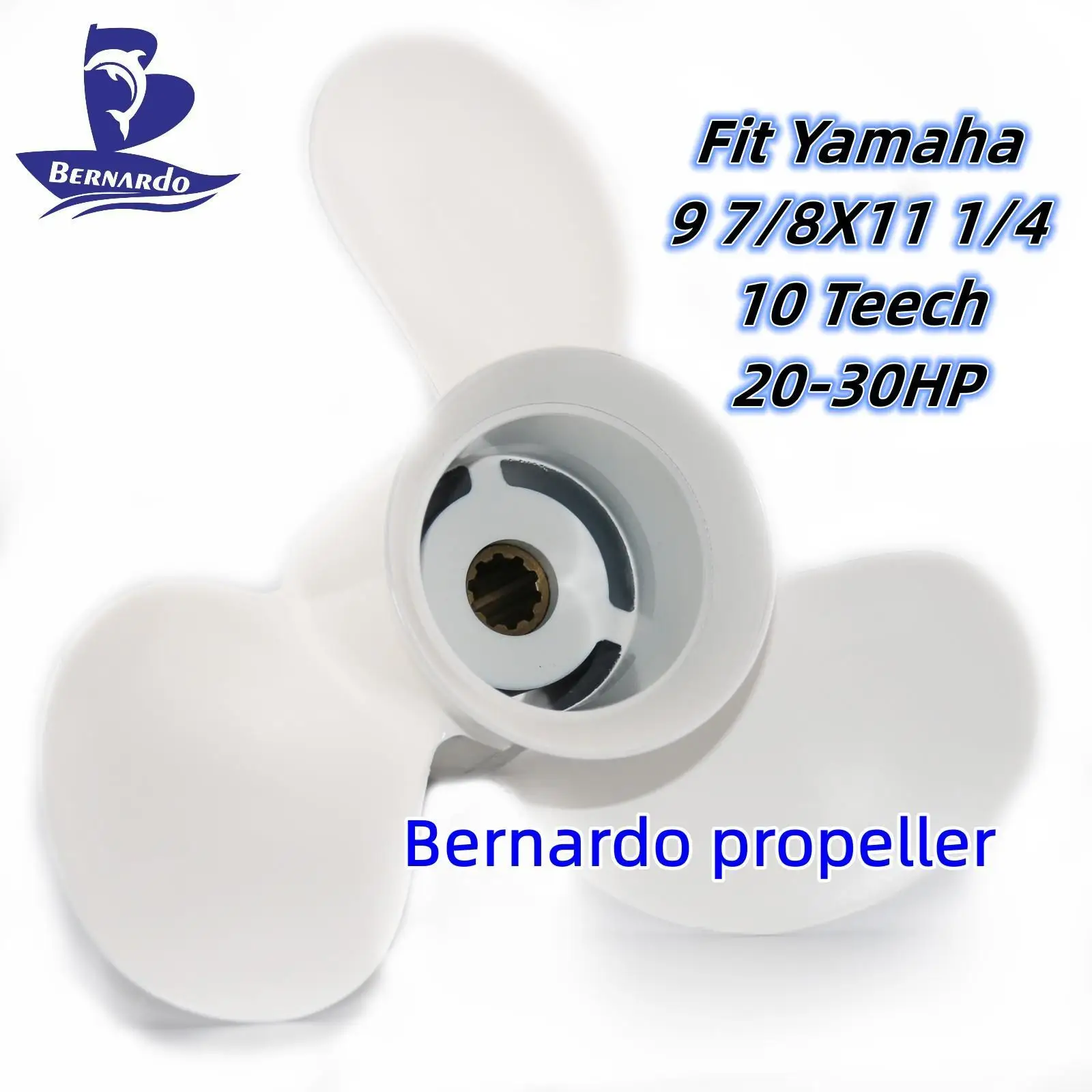 Bernardo Boat Propeller 9 7/8x11 1/4  Fit Yamaha Outboard Engines 20 25 30 HP Aluminum Alloy Screw 3 Blades 10 Tooth Spline RH