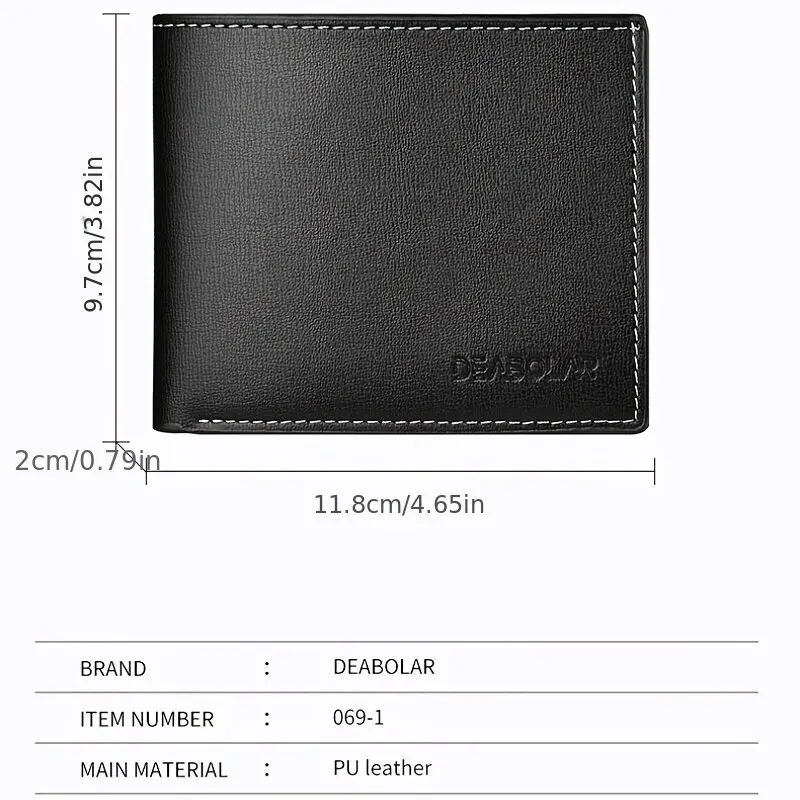 Pu Leather Men Short Wallet Thin Style Folding Young Credit Card Holder