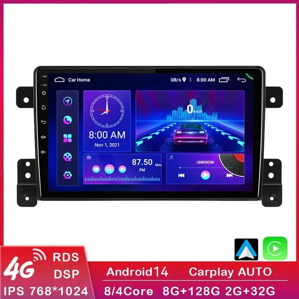 

9"Inch Android 14 WiFi Car Radio Multimedia Video Player For Suzuki Grand Vitara 2005-2015 Navigation GPS 2 din Wireless Carplay