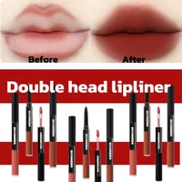 Double Head Lipliner Lip Brush Lipstick Two In One Outline The Lip Shape Plump Lips Velvet Texture Korean Cosmetics Moisturizing 1