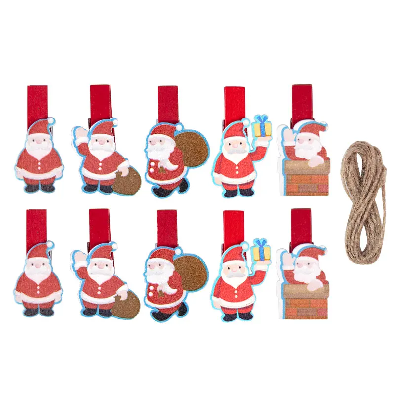 thumbnail image 1 of 10/20 piezas de pinzas de madera para Navidad, pinzas para la ropa con forma de árbol de Navidad, copos de nieve, alce y Papá Noel, pinzas para fotos para colgar en casa, escuela, manualidades de arte, 1 of 4