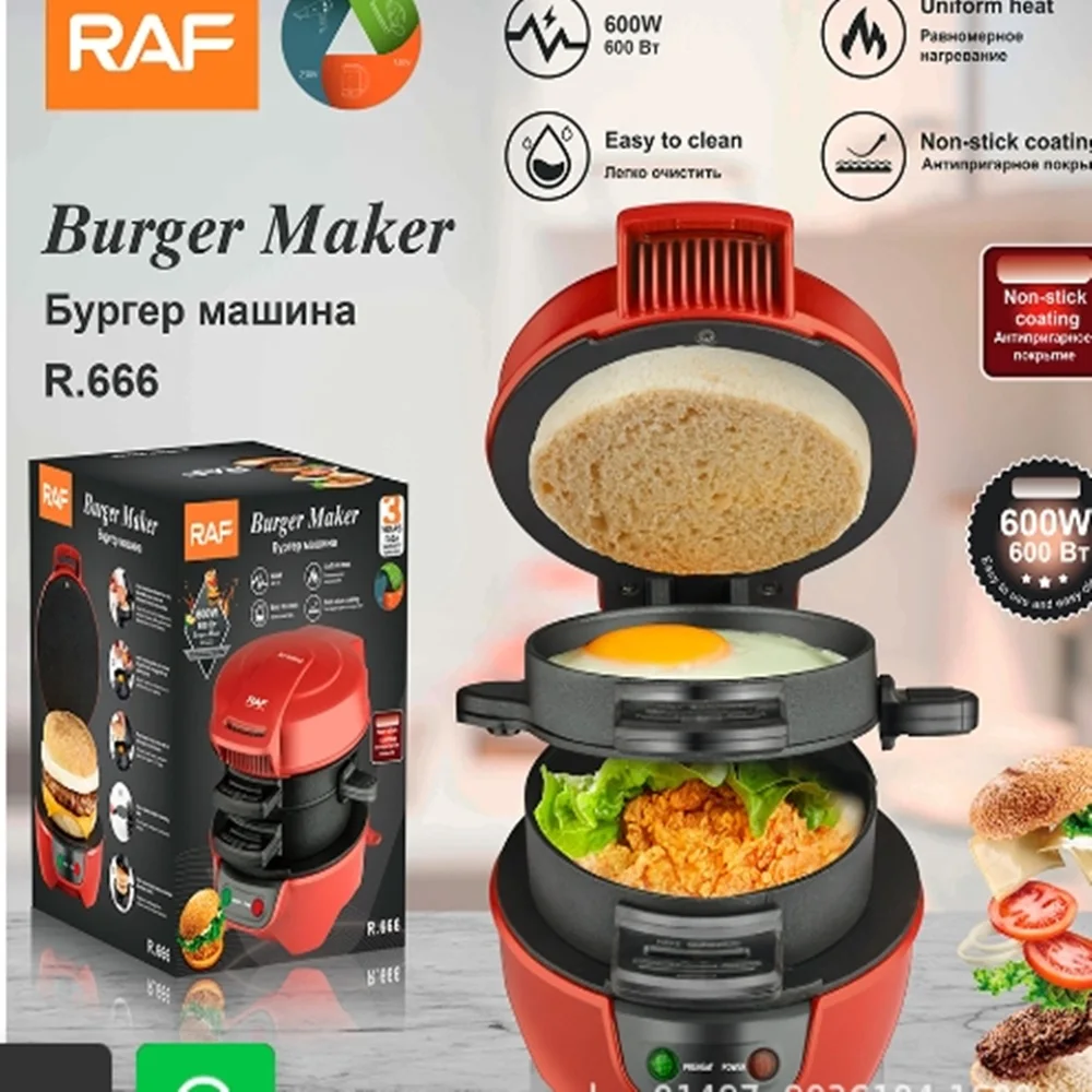 Máquina de Sanduíche de Hambúrguer Elétrico Pão Grill Baking Toaster Máquina de Pão para Café da Manhã Home Kitchen Pancake Pan 220v 600w eu