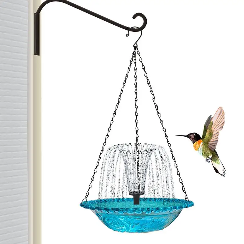 Fountains Hanging Bird Feeder Solar Bird Bath Water Fountain Hanging Solar Powered Hummingbird Bath Bowl For Garden Bird Feeder