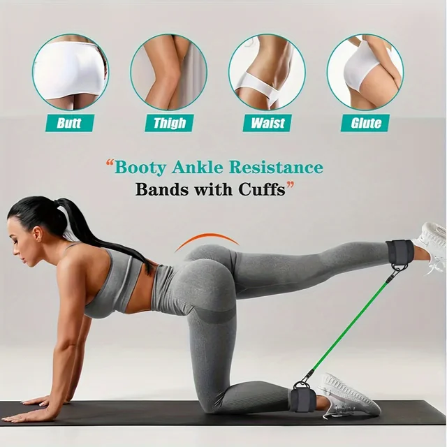 5-piece universal ankle resistance strap set with adjustable shoulder strap, used for strength training, yoga, and fitness - a m 5